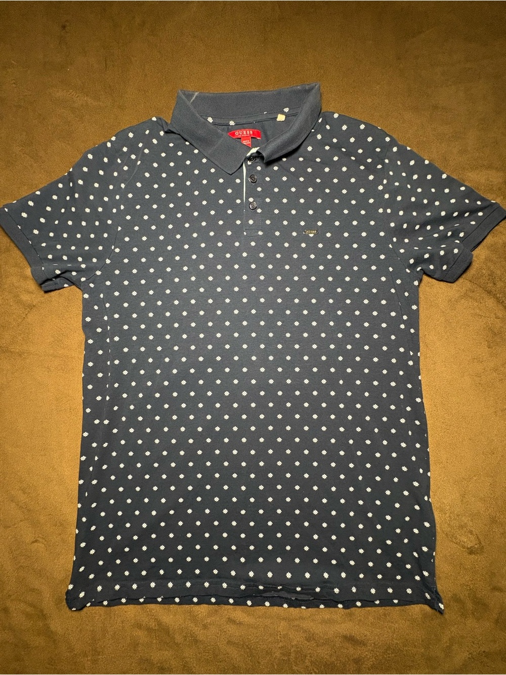 Guess Navy Dotted Polo Shirt – Size Large